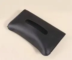 車用 ティッシュケース 黒 ブラック PUレザー 高級感 カー用品 取付簡単