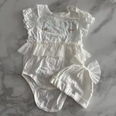 ホワイトロンパース＆帽子セット