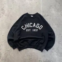00’s ギルダン USA古着 シカゴ プリント スウェット トレーナー L 黒