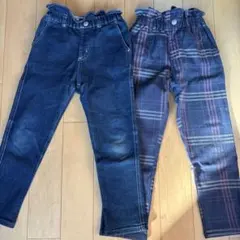 brankas デニム&チェック柄 長ズボン 120cm2本セット売り