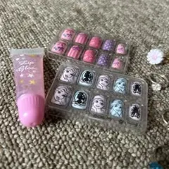 カラフルリングとネイルシールセット