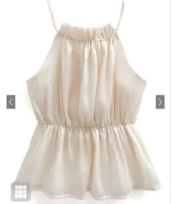 ホルターネックオーガンジーペプラムトップス【ac2397】