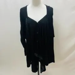 【訳アリ】HIROKO KOSHINO ニットカーディガン 黒 38 M 長袖のサムネイル