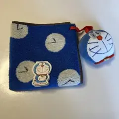 新品　ドラえもん　マスコット付き　タオルハンカチ　ハンドタオル　ギフト　ブルー