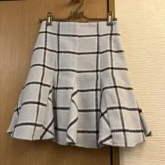 シークレットハニー　水色ニットミニチェック柄フレアスカートのサムネイル