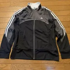 adidas ジップアップジャージ ジャケット ブラック/グレー