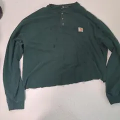 Carhartt グリーン ヘンリーネック XL　超短丈