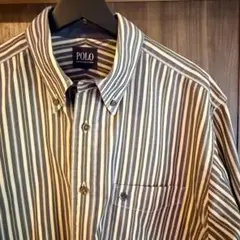 POLO ボタンダウンシャツ メンズ size L ストライプ 美品