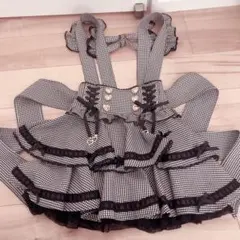 LIZLISA サスペンダー付きスカパンスカート ギンガムチェック