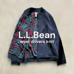 【超希少4L美品✨】L.L.Bean ドライバーズニット 裏地チェック ネイビー