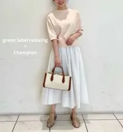 green label relaxing別注Champion5分袖スウェット