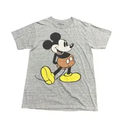 Disney ミッキーマウス　プリントTシャツ　古着　グレー　M 8Sd