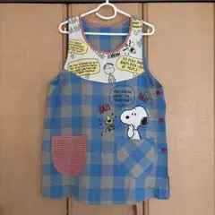 保育士　スヌーピー ギンガムチェック エプロン