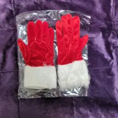 サンタグローブ レッドベルベット ホワイトファー コスチュームグローブ 成人用