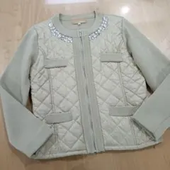 verseauジオン商事　キルティング　ニットジャケット　ノーカラー　ファスナー