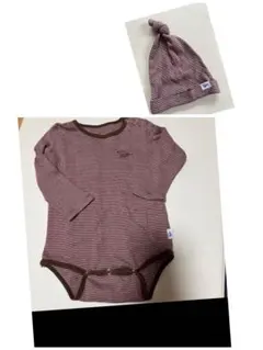 最終お値下げ★チャオパニックティピー✖️ミラー　ストライプロンパース80&帽子