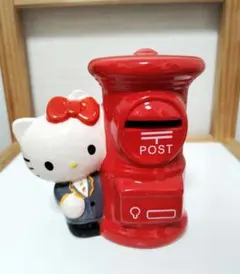 昭和レトロ　非売品 ハローキティ 郵便ポスト型 陶器製 貯金箱