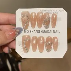 マグネットキラキラ　ハート付き　ストーン付き　ネイルチップセット XS サイズ