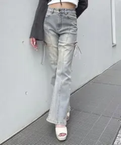 bolan似 white boots cut denim opium - メルカリ