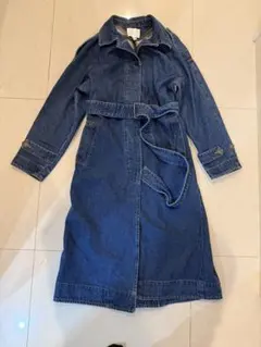 デニムロングコート ウエストベルト付き