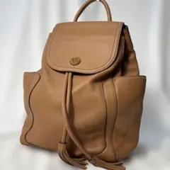 美品【フロントロゴ】トリーバーチ レザー リュック キャメル A4 ゴールド金具