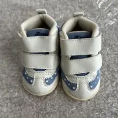 【新品未使用】asics ベビーシューズ ホワイト/ブルー