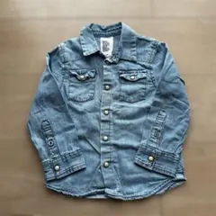 【H&M】デニムシャツ ブルー系 無地 春秋 男の子 女の子 (約2-3歳）