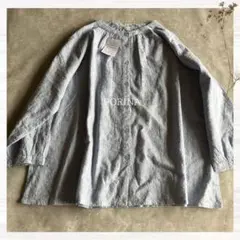 【未使用・タグ付き】PORINA ノーカラー刺繍シャツ ポリーナ 綿 ブラウス