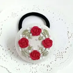 【No.226】刺繍 ヘアゴム ハンドメイド