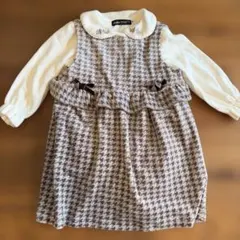 BeBe 千鳥格子柄 秋冬ワンピース 90cm ベベ