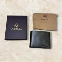 新品　VISOUL 二つ折り財布 メンズ レザー カーキ　本革　プレゼントのサムネイル