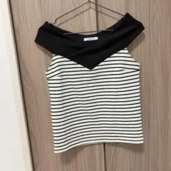 LIP SERVICE ストライプ ノースリーブ トップス