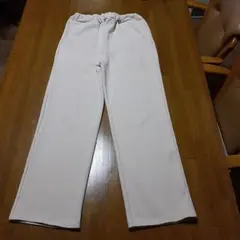 AUG リブ編み アイボリー カジュアルパンツ