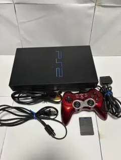 動作確認済み！ PlayStation 2 本体 赤いコントローラー付き