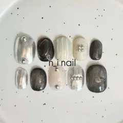 673【ベリーショート】ネイルチップ　ミラーネイル　マグネット　個性派デザイン