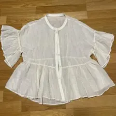 FREAK'S STORE フリルスリーブシャツ サイズF ホワイト