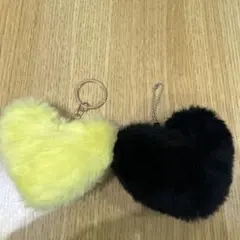 ファー ハート型キーホルダーセット