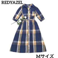 REDYAZELチェック柄シャツワンピースMサイズベルト付きAライン