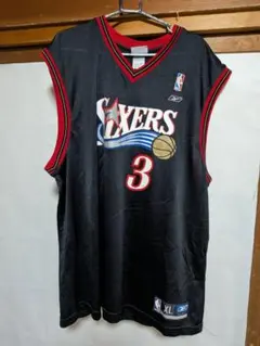 当時物】NBA 76ers アイバーソンユニフォーム黒XL日本スポーツビジョン