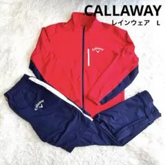 【キャロウェイ】美品 レインウェア レッド ネイビー L メンズ 4way キャロウェイ】美品 レインウェア レッド ネイビー L メンズ 4way