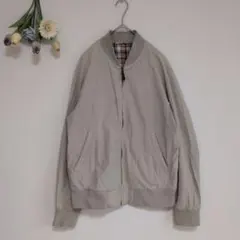 ユニクロUNIQLO【М】ベージュ ブルゾンジャケット チェック裏地