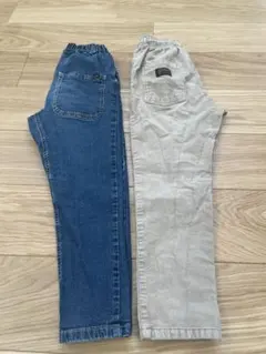 130サイズ デニム・ベージュパンツセット