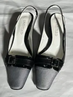 【UNTITLED】 22.5㎝/ブラック シルバー パンプス