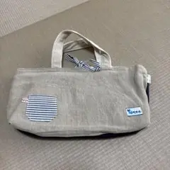 ストライプポケット付きトートバッグ