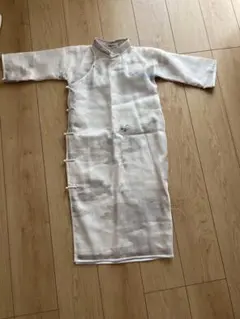 ホワイト 長袖 チャイナドレス風 ワンピース