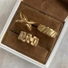 【ラスト】3点セット　リング　チェーン　指輪　ゴールド　ステンレス　まとめ割