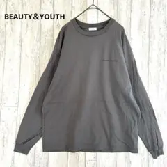 ビューティー&ユース ロゴ ロンT【S】カットソー 長袖 ゆったり グレー