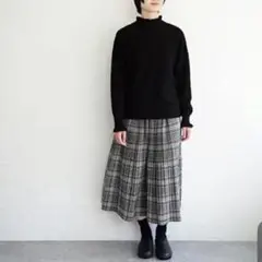 tumugu＊ツムグ＊コットンランダムリブニット＊フリルハイネック＊プルオーバー