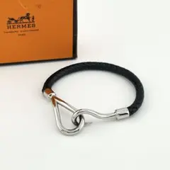 現行人気製品HERMES レザーブレスレット 「ジャンボH」 ブラック