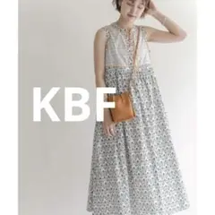 ◉極美品◉ KBF 配色パイピングプリントドレス　ブルー